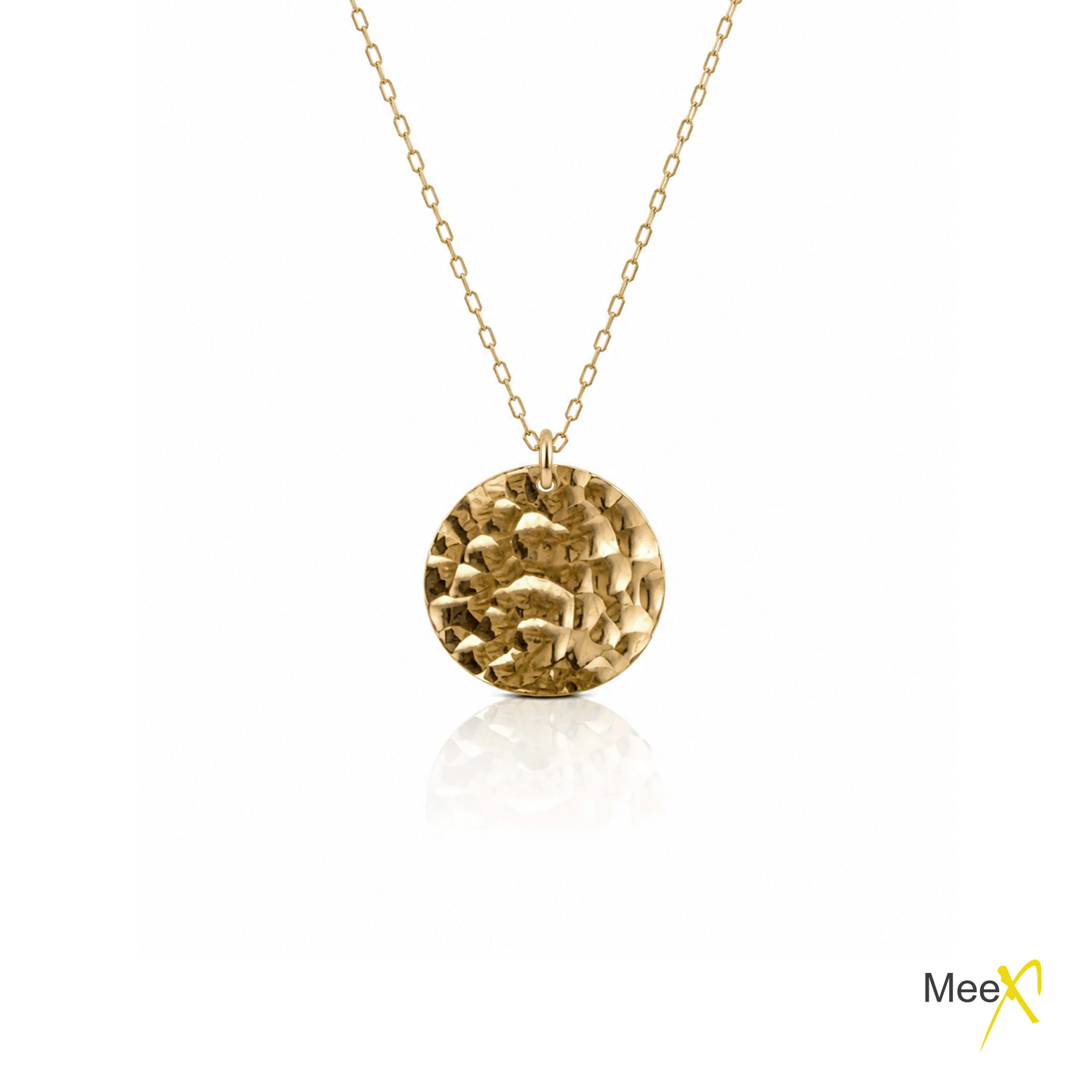 Pendentif rond martelé or jaune
